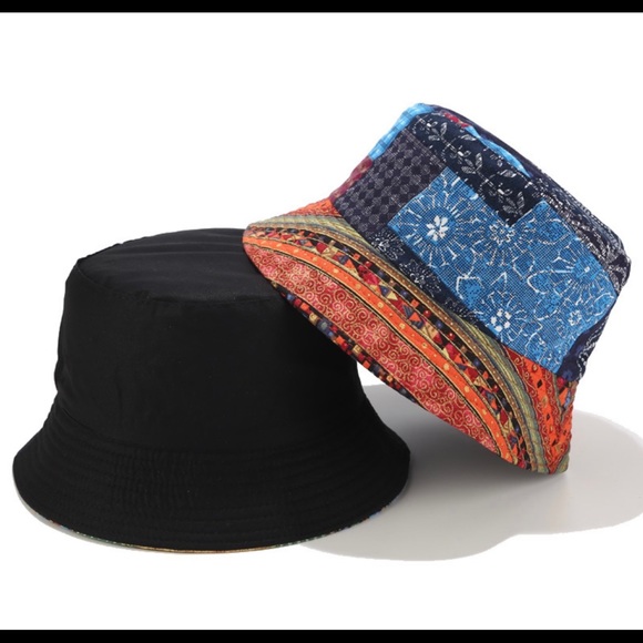 New Cotton Unisex Retro Streetwear Double side fisherman’s bucket pattern hat - Picture 4 of 7